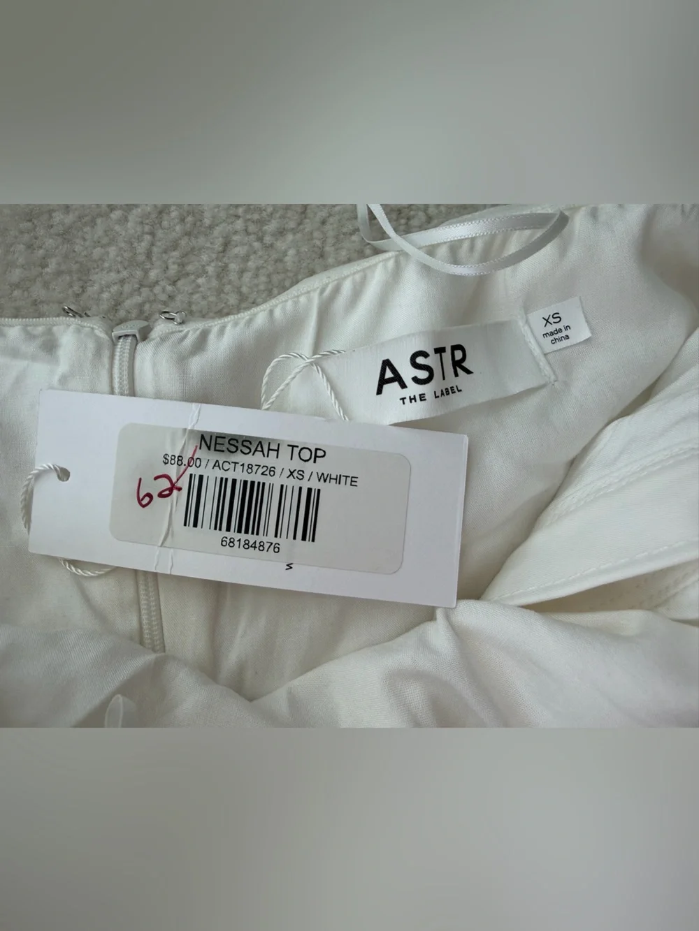 BNWT Astr Nessah White Strapless Asymmetrical Ruched Button Up Top